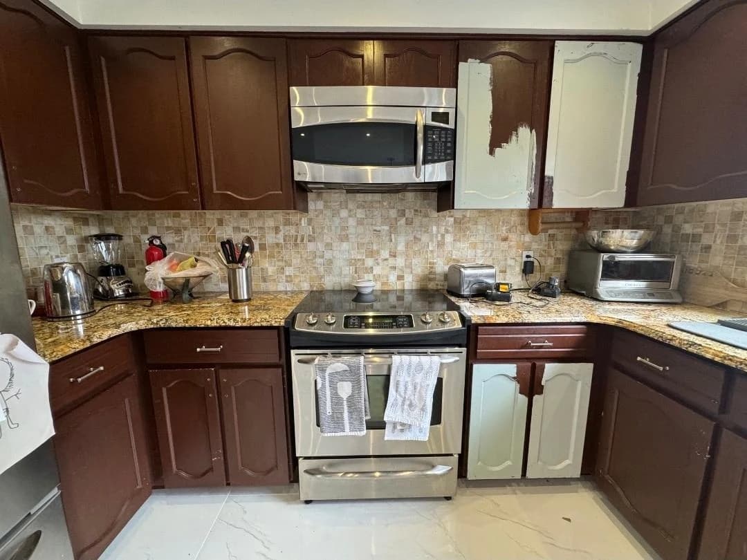 Before: compact refacing cabinetry