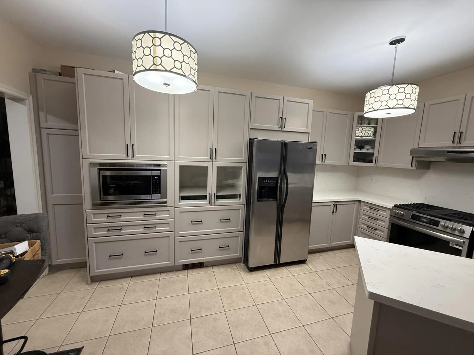 After: grey pantry cabinetry