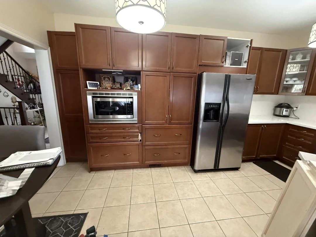 Before: grey pantry cabinetry