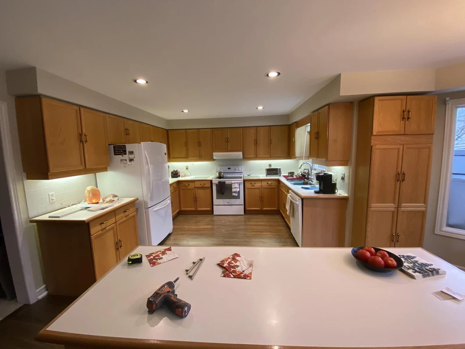 Before: island neutral cabinetry