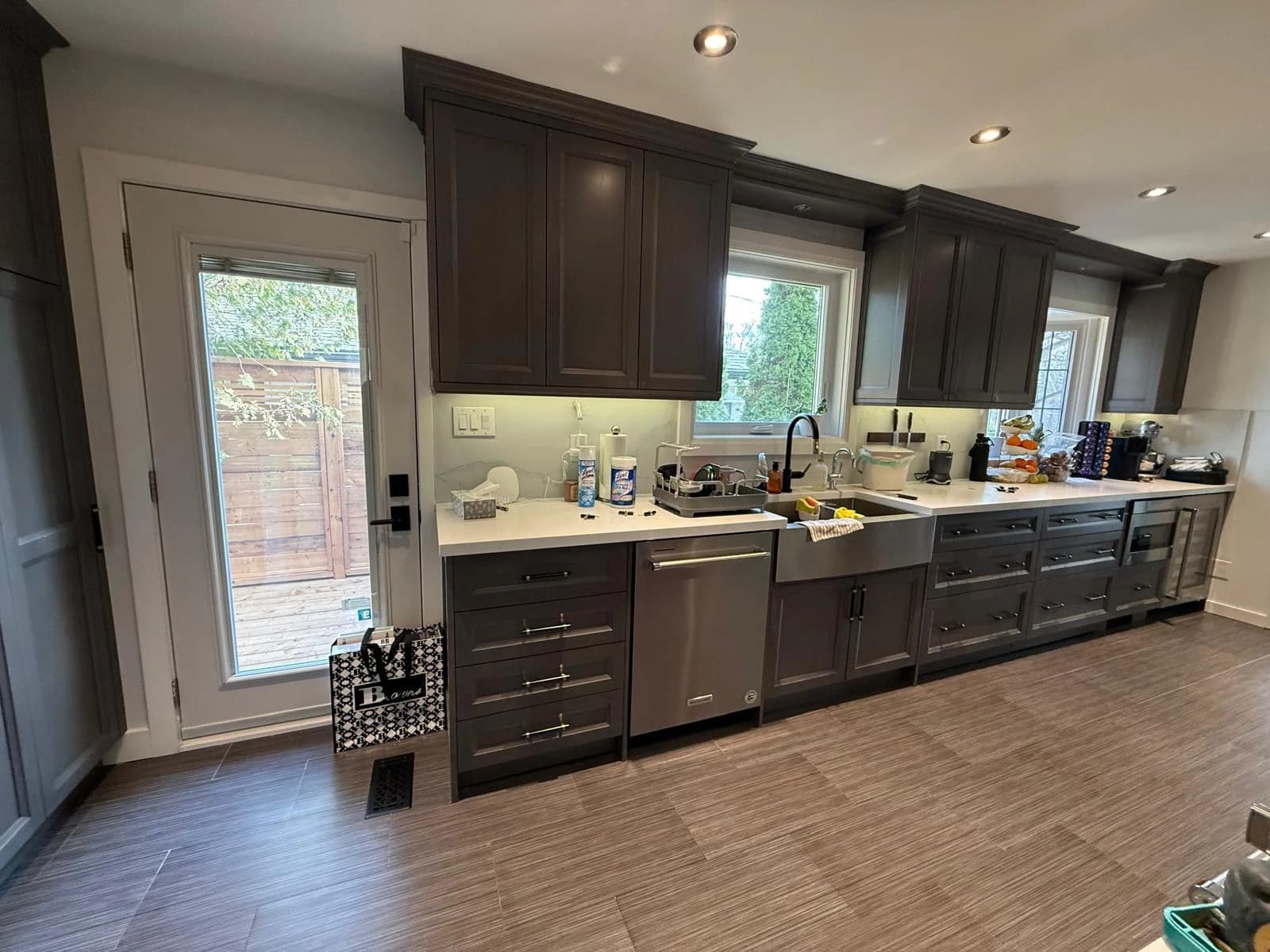 Before: red range kitchen cabinetry