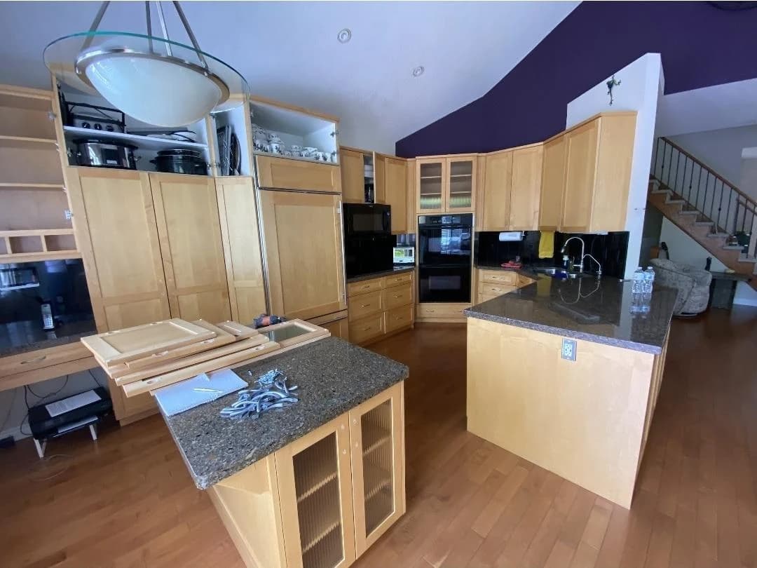 Before: vaulted kitchen cabinetry