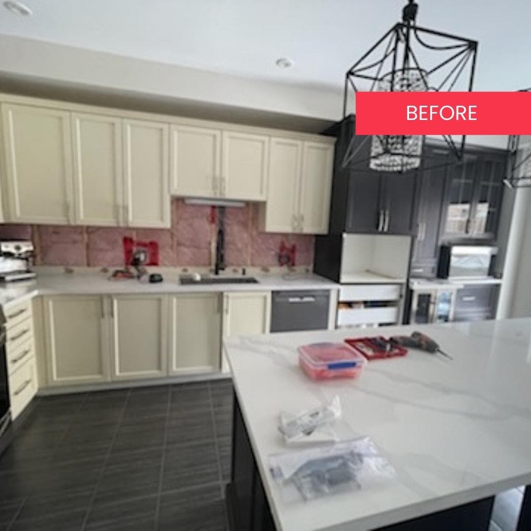 Two-tone kitchen before cabinet refinishing