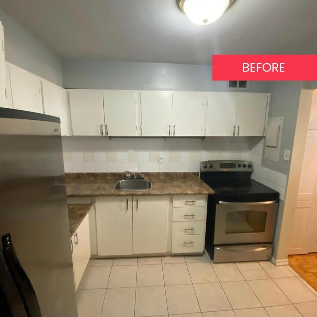 Compact kitchen before colour refinishing
